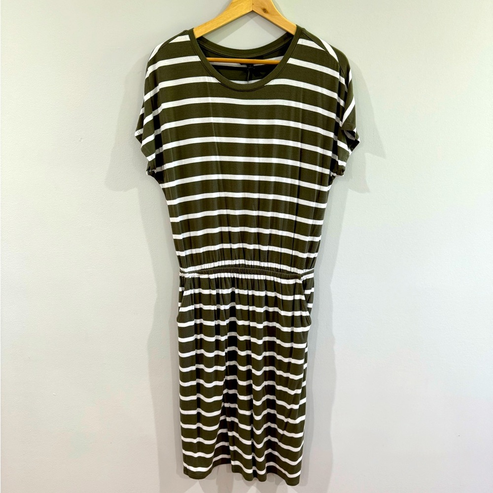 Banana Republic olive green and white T-shirt dress